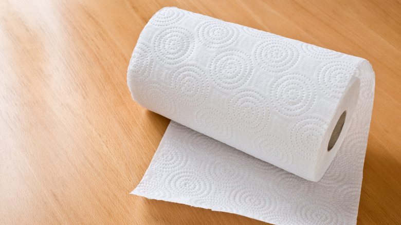 roll of paper towels on a table