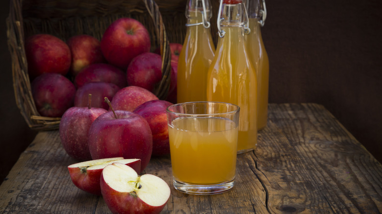 glass jugs of apple cider