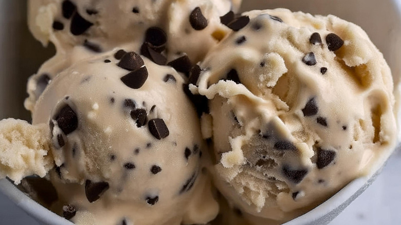 Scoops of chocolate chip cookie dough ice cream