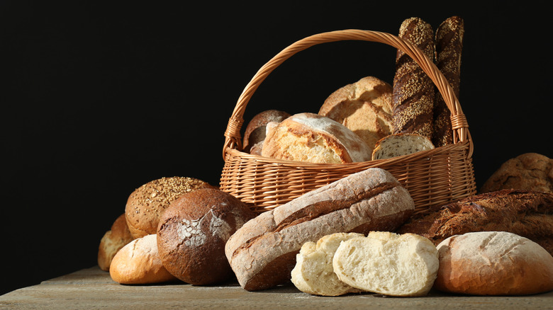 variety of breads in bread basket