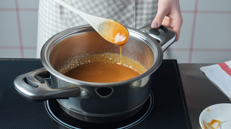 making toffee in saucepan