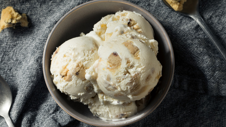 Bowl of chocolate chip cookie dough ice cream