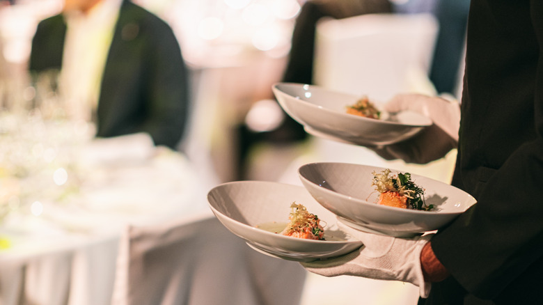 Food being served at a Michelin-starred restaurant.