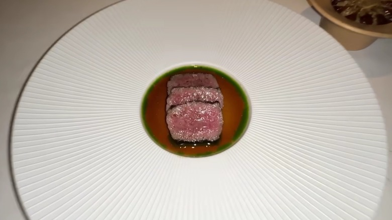 Slices of wagyu served at Victoria & Albert's.