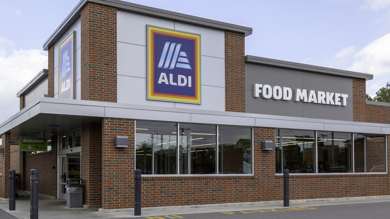 The exterior of an Aldi store