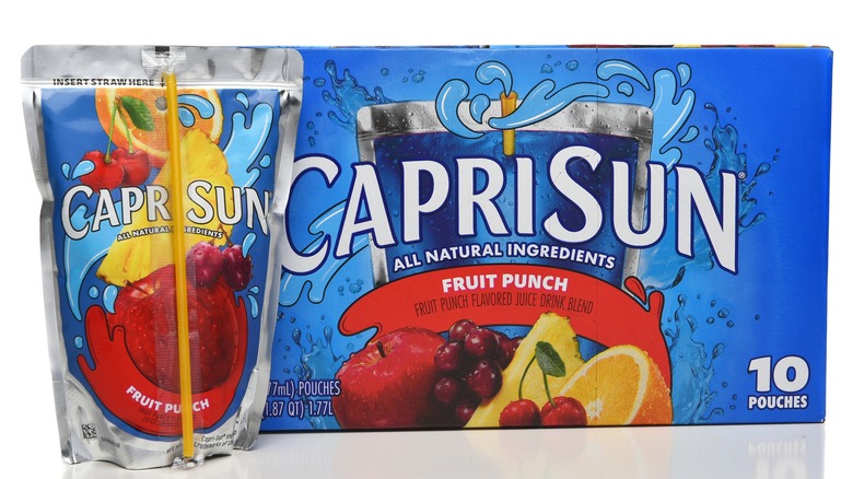 Pouch and box of Fruit Punch Capri Sun