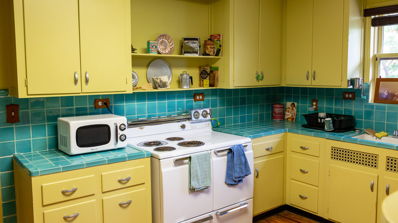 Vintage kitchen with microwave