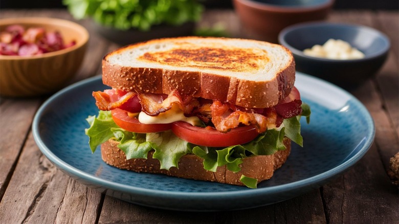 BLT sandwich on plate