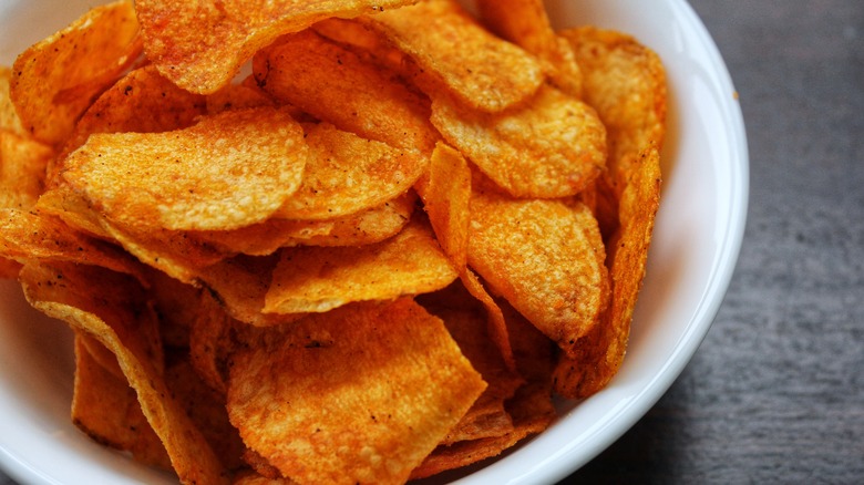 barbecue potato chips in bowl