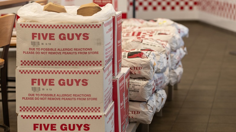 Boxes of Five Guys peanuts