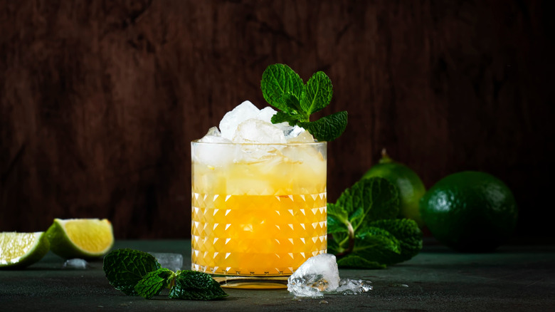 Mai Tai cocktail garnished with mint