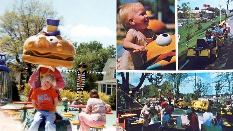 Collage of playground equipment photos from the West St. Paul McDonald's Playland