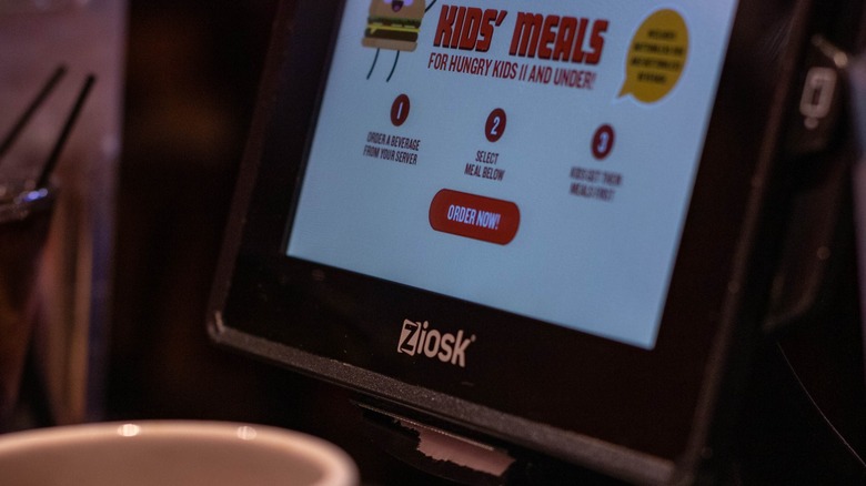 Ziosk tablet advertising kids' meals