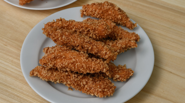 Plate of crispy chicken fingers