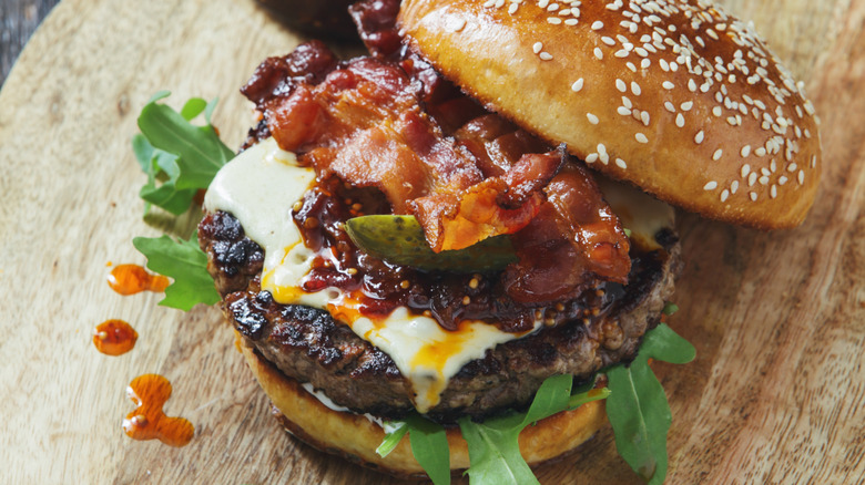 bacon on a cheeseburger