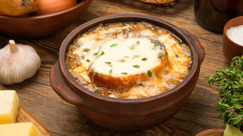 Bowl of french onion soup