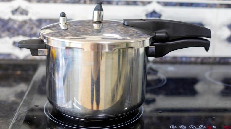 pressure cooker on a stove