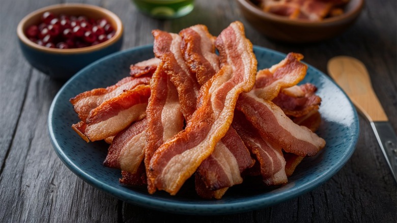 crispy bacon on plate