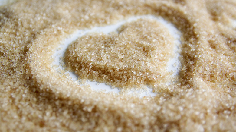 Brown sugar in the shape of a heart