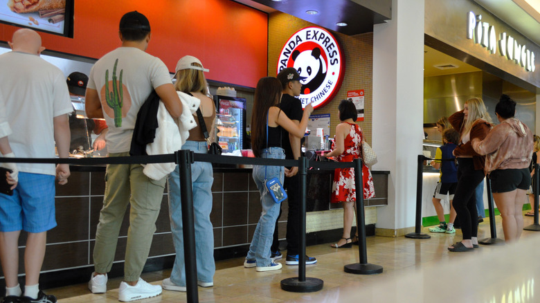 Customers wait in line at Panda Express