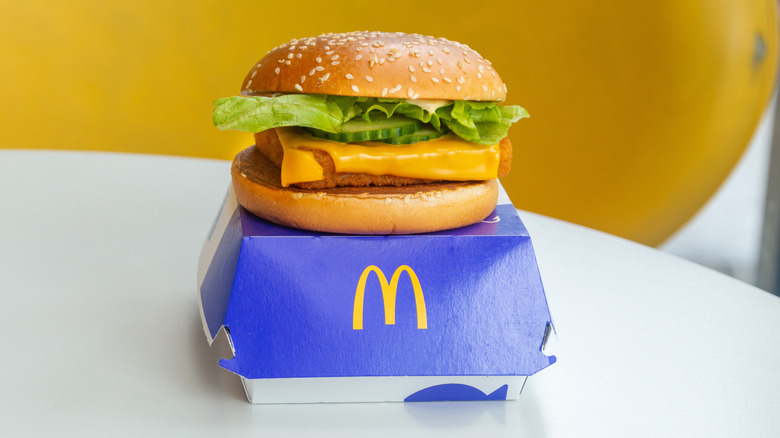 Filet-O-Fish sitting on its McDonald's container