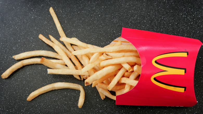 Close up of a carton of McDonald's french fries