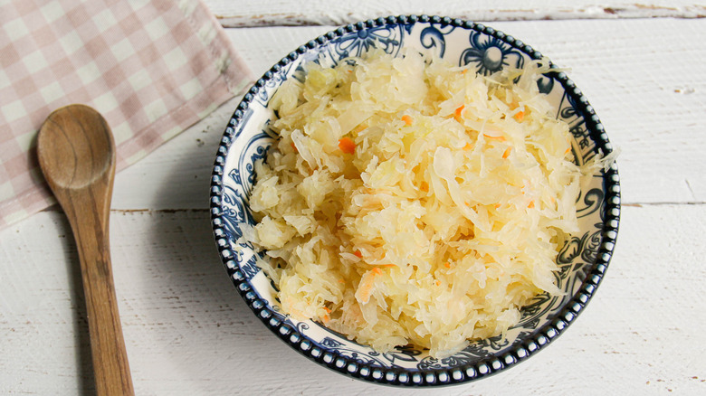 bowl of sauerkraut cabbage