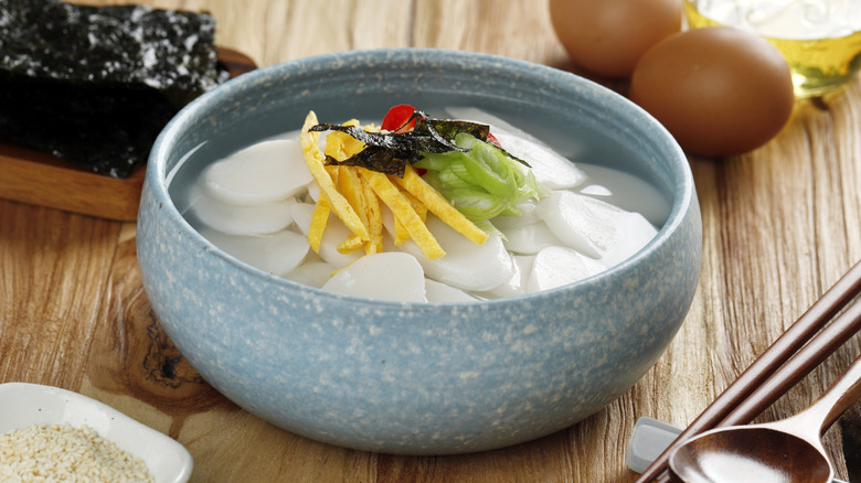 Traditional Korean tteokguk rice cake soup