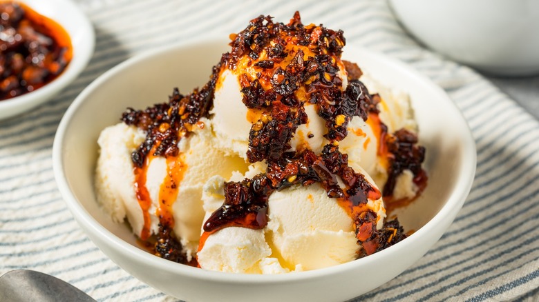 Ice cream with chili crisp