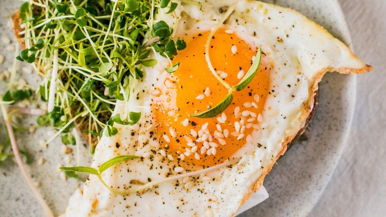 fried egg with sesame seeds