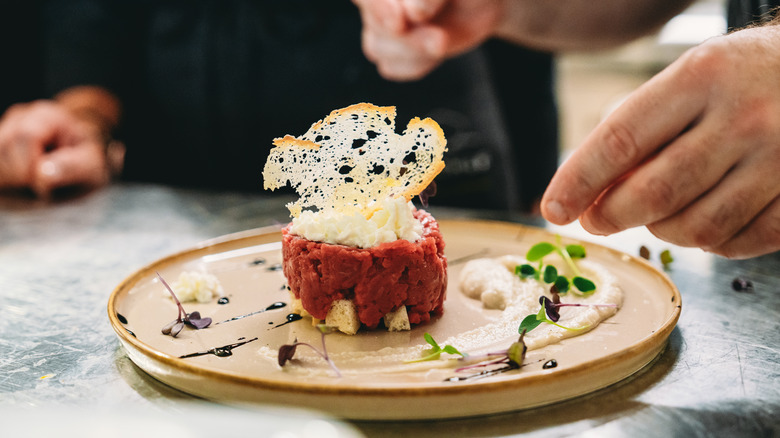 Steak tartare served at high-end restaurant