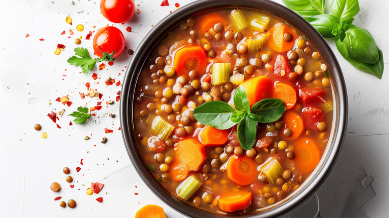 Yummy bowl of lentil soup