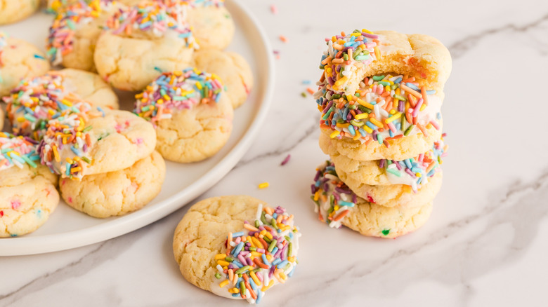 Funfetti cookies made from boxed cake mix