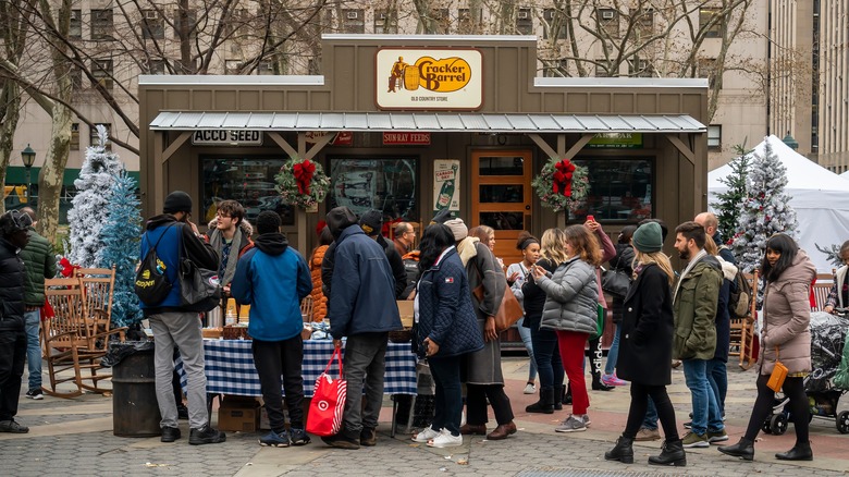 people outside a Cracker Barrel