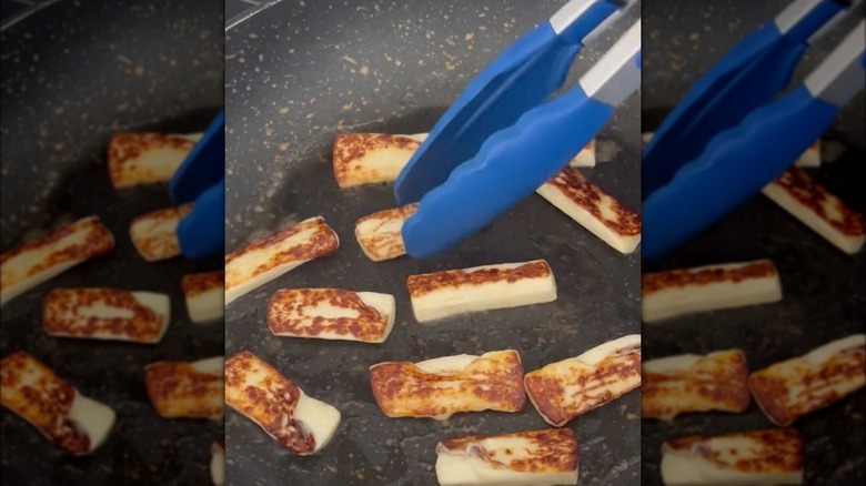 String cheese in pan