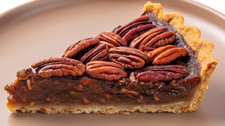 A slice of pecan pie