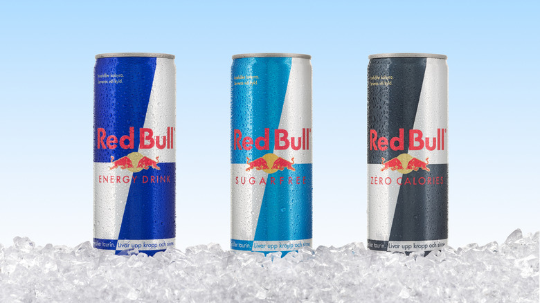 Three cans of Red Bull