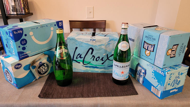 Photos of bottled and canned sparkling waters