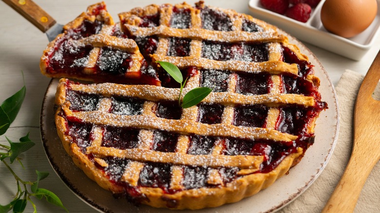 Raspberry jam crostata