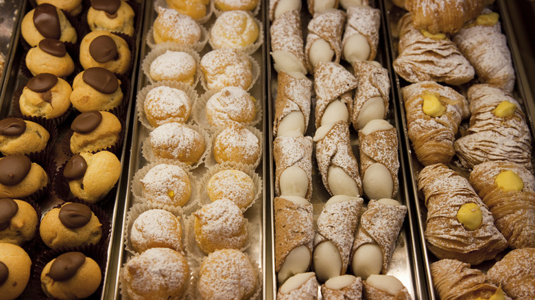 Italian desserts in a display case