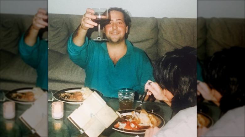 Young Andrew Zimmern drinking