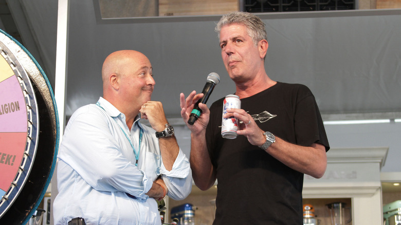 Andrew Zimmern and Bourdain talking