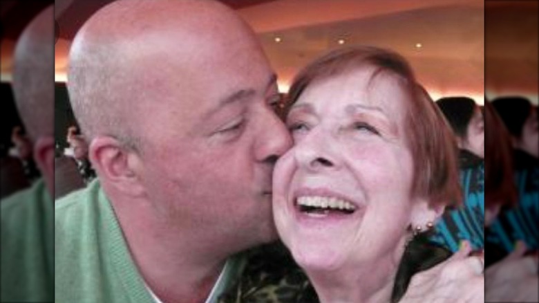 Andrew Zimmern kissing his mother