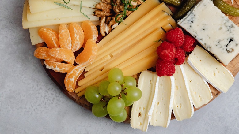 Cheese board with fruit