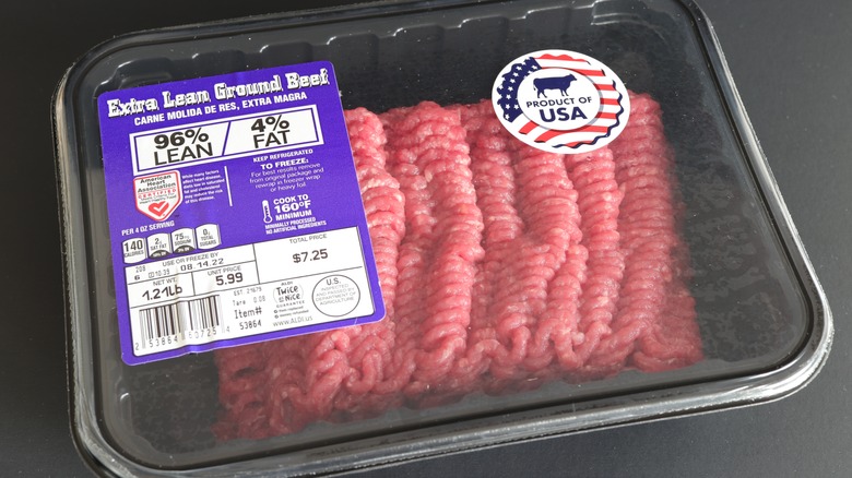 Ground meat in packaging