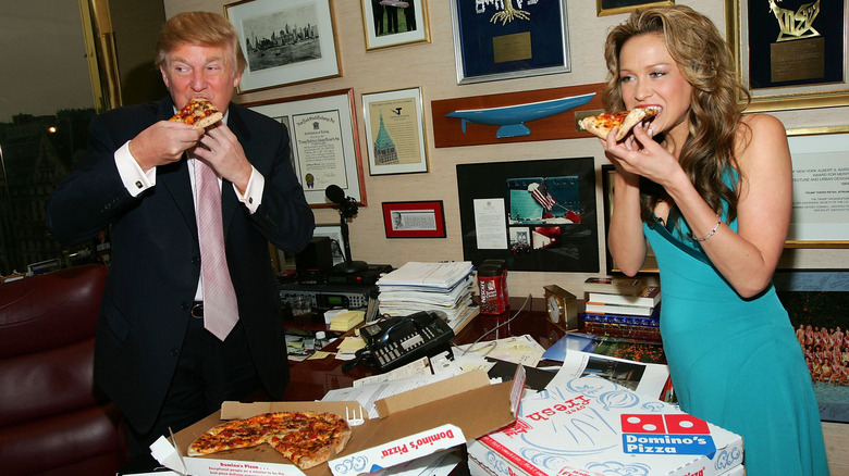 Donald Trump eating Domino's pizza