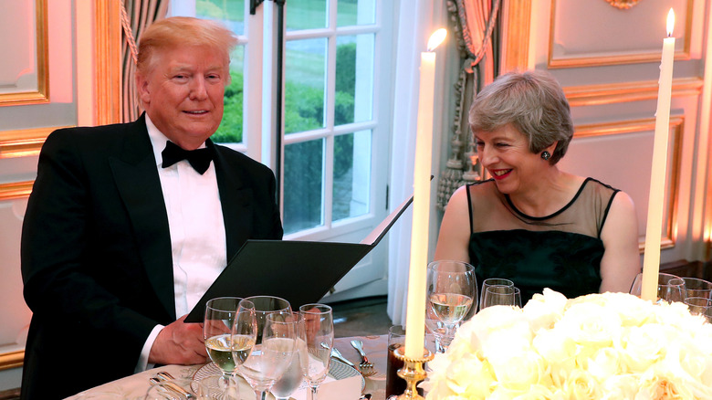 Donald Trump dining with Theresa May