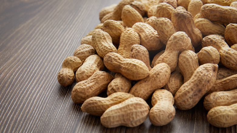 Roasted peanuts on a table