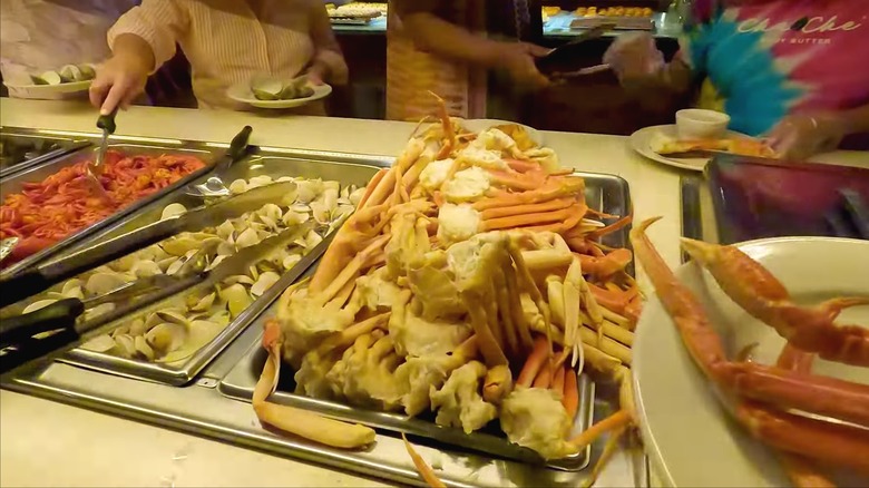 A mound of snow crab legs at Captain George's Seafood Restaurant