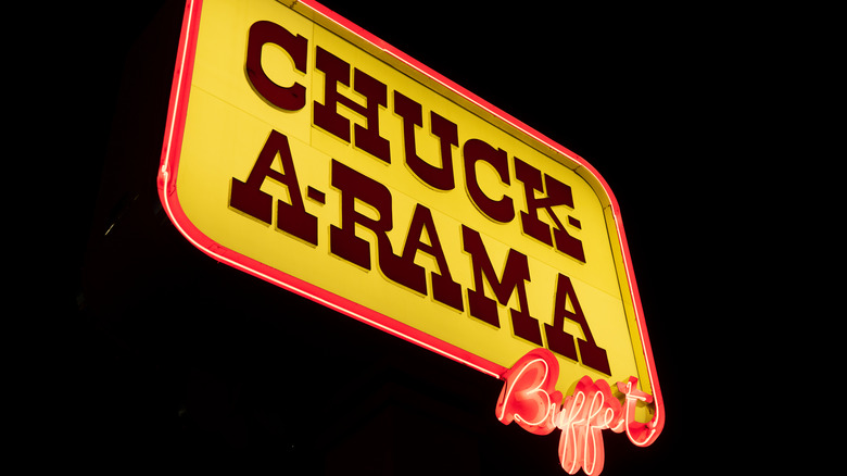 A lit-up Chuck-A-Rama sign